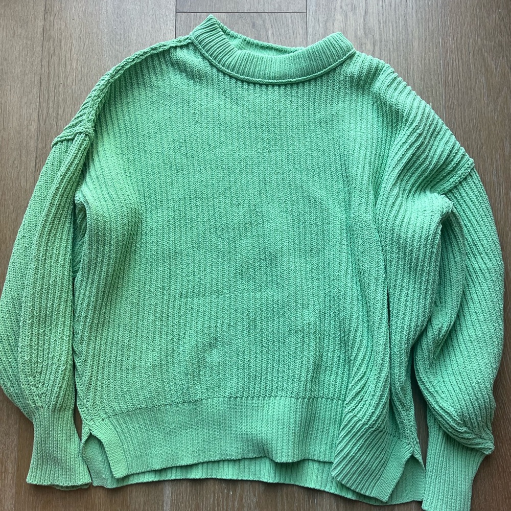 Aerie Beyond Chenille Crewneck Sweatshirt green XS